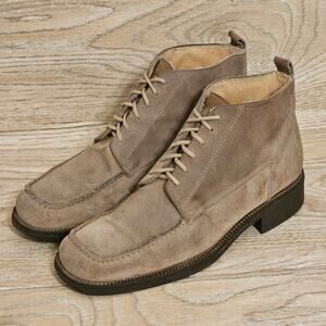 Bandolino Tan Suede Chukka Lace Up Boots Womens Size 8.5 Made in Italy Shoes